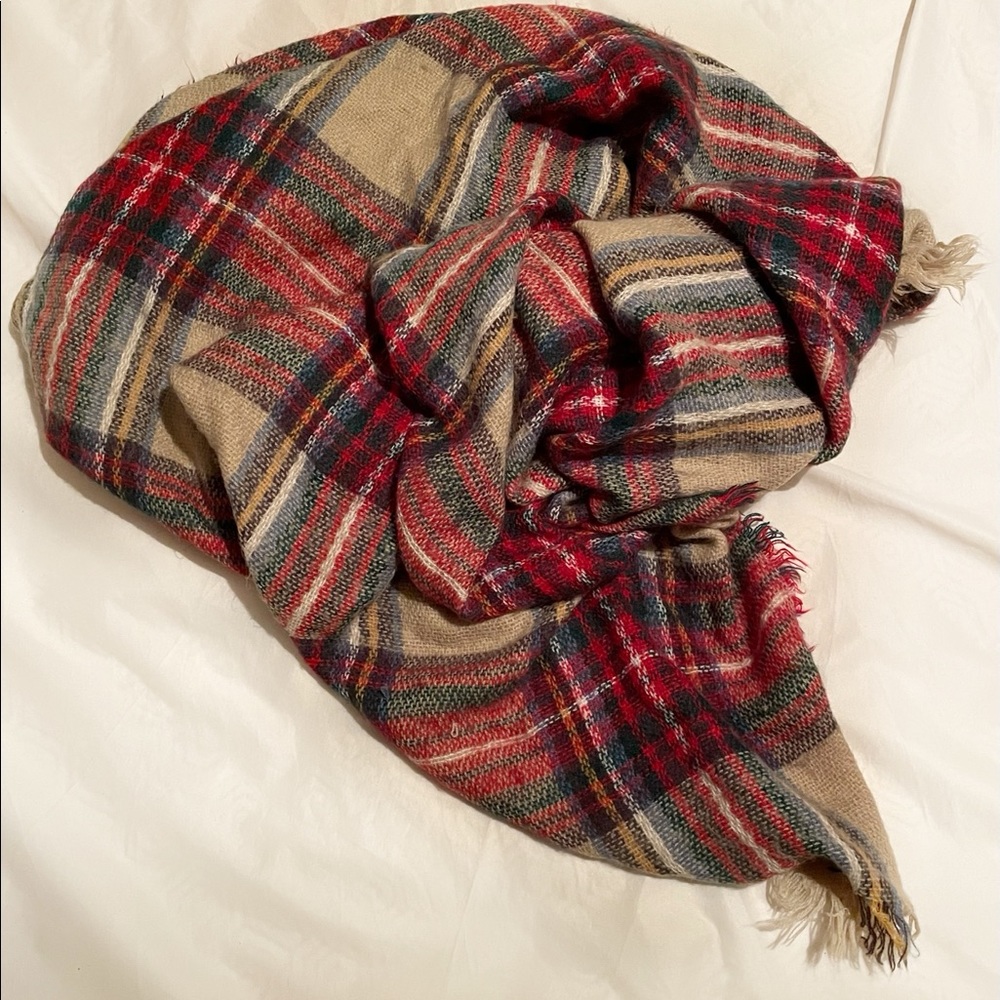 Plaid blanket scarf